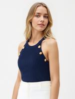 Halter Yaka Kolsuz Triko Bluz Kombini