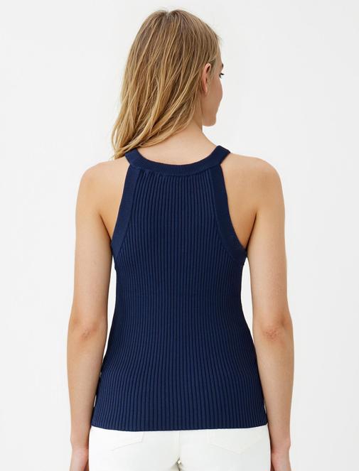 Halter Yaka Kolsuz Triko Bluz Kombini