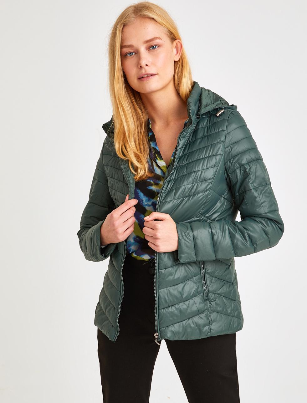 Bayan Haki Kapüşonlu İnce Puf Mont