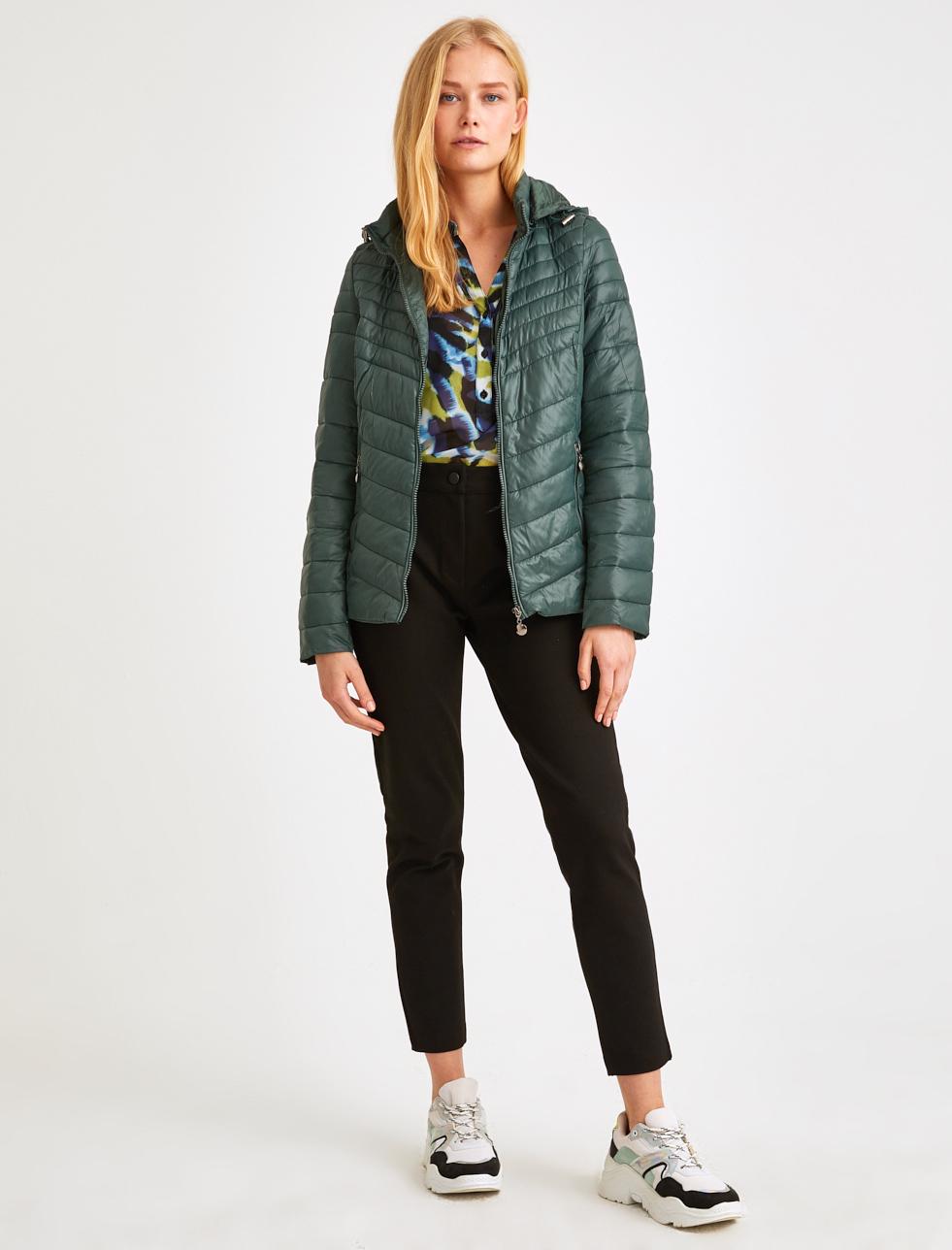 Bayan Haki Kapüşonlu İnce Puf Mont