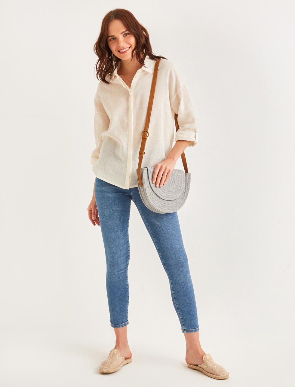 Bayan Mavi Kapaklı Omuz Askılı Çanta