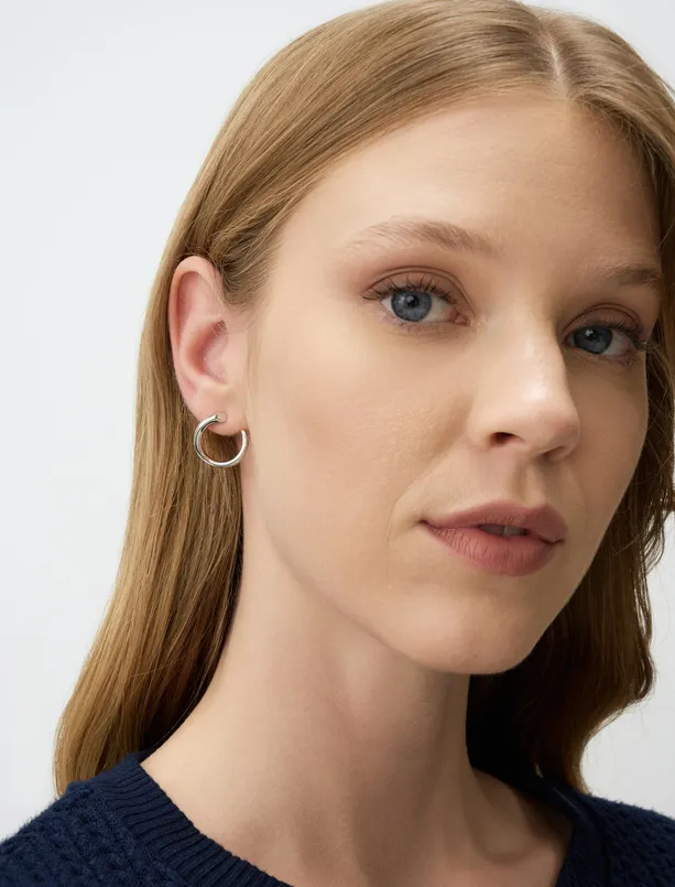 Women Grey Hoop Earrings