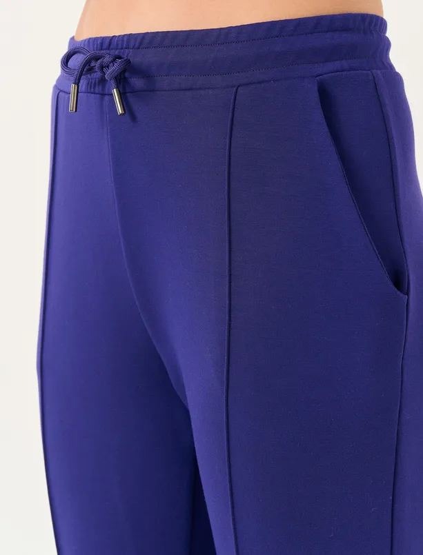 Women Purple High Waist Slim Leg Jogger Pants with Pockets