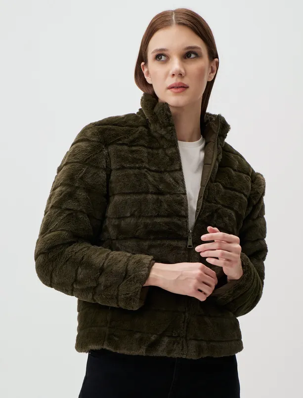 Women Haki Slim Fit Double Sided Inflatable Coat