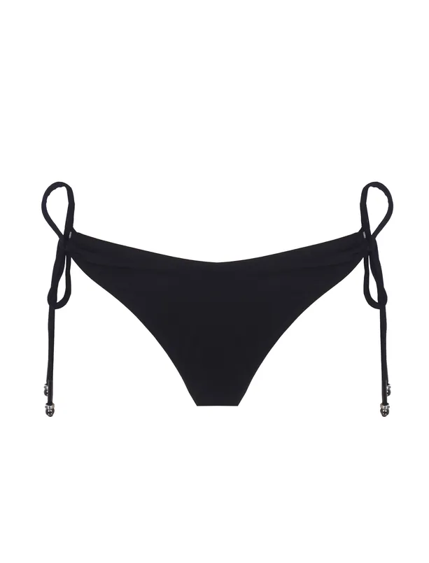 Bayan Siyah Aksesuar Detaylı Bağlamalı Bikini Altı