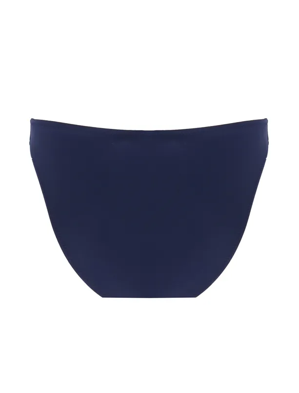 Women Dark Blue Mesh Embroidered Bead Detailed Bikini Bottom