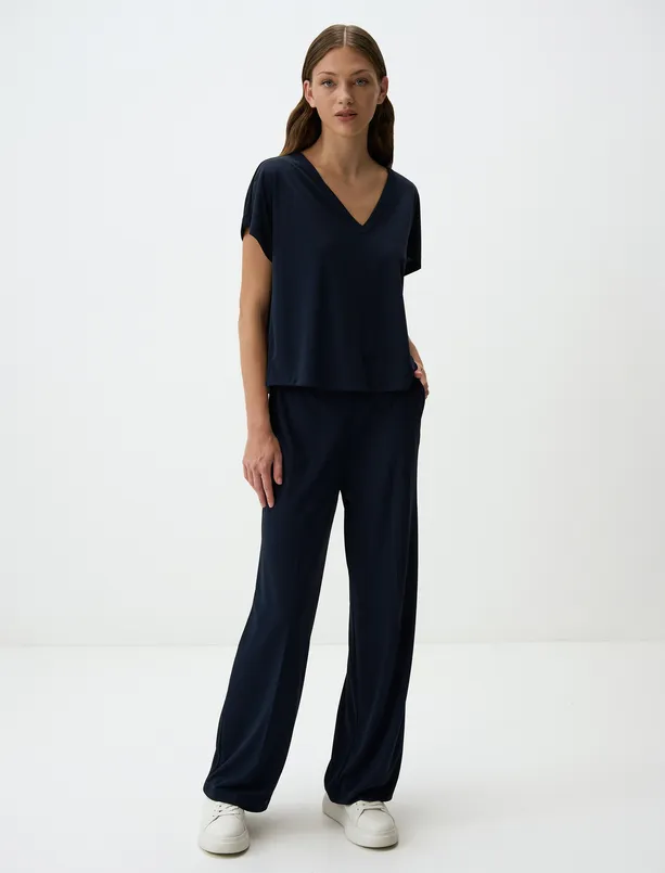 High Waist Wide Leg Jogger Pants with Pockets