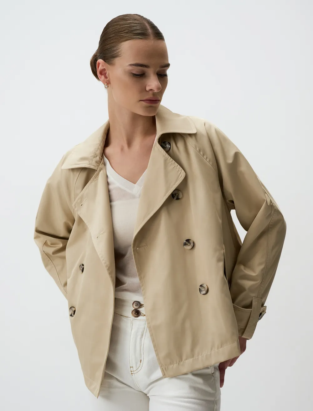 ジャケット・アウター sheller 2way short trench coat 2way short trench coat – shéller / シェリエ