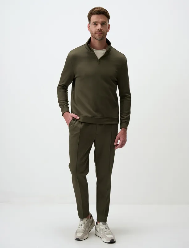 Women Haki Mens Knitted Pants with Elastic Waist