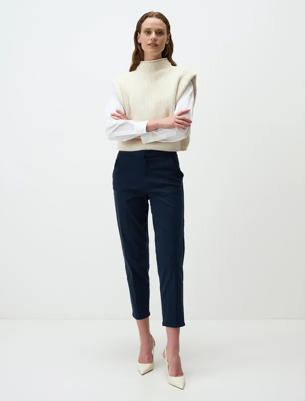 Women  Regular Leg Gabardine Trousers with Pockets