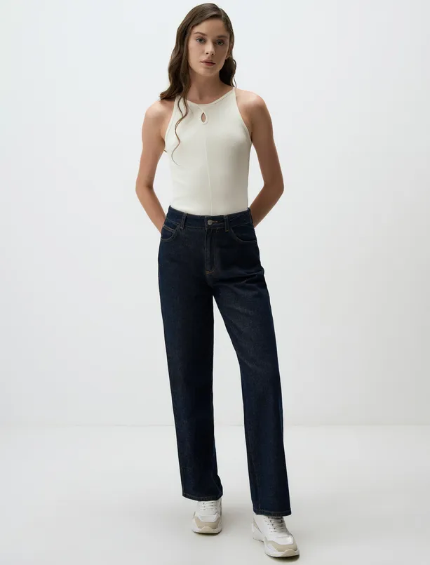 Women White Halter Neck Slim Fit Knitted Blouse with Straps
