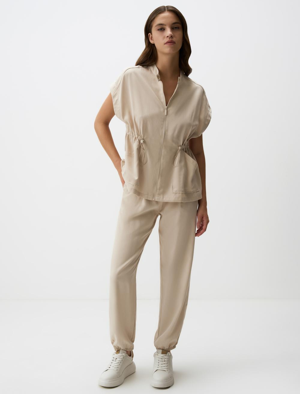 Dar Paça Normal Bel Kargo Cepli Gabardin Pantolon