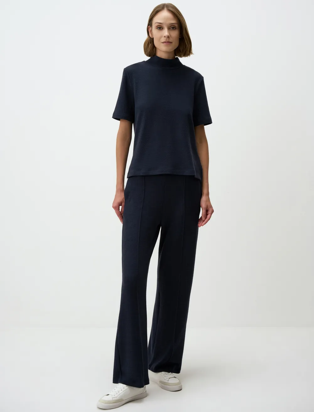 Regular Leg Knitted Pants with Elastic Waistband