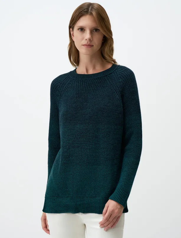Women Mixed Crew Neck Long Sleeve Sweater Sweater