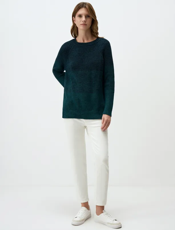 Women Mixed Crew Neck Long Sleeve Sweater Sweater