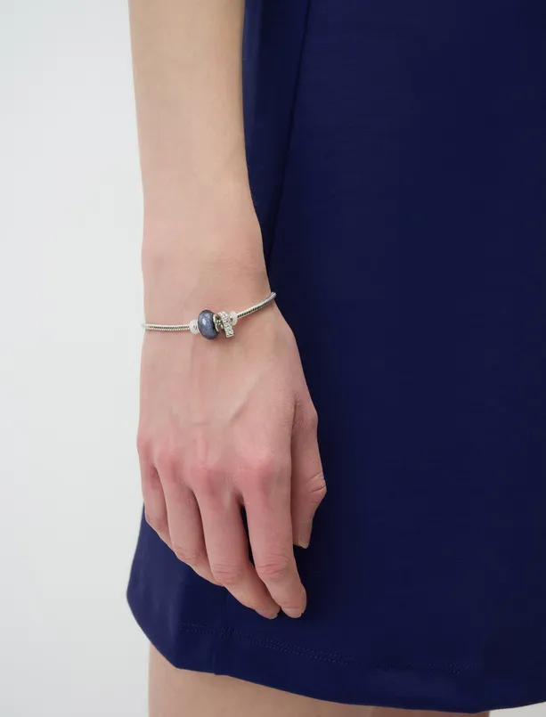 Women Grey Shiny Stone Charm Bracelet