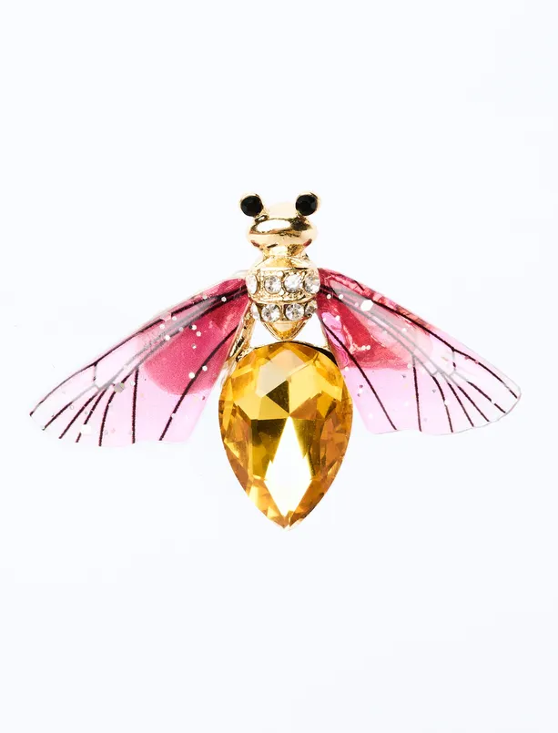 Women Pink Colorful Butterfly Figured Brooch