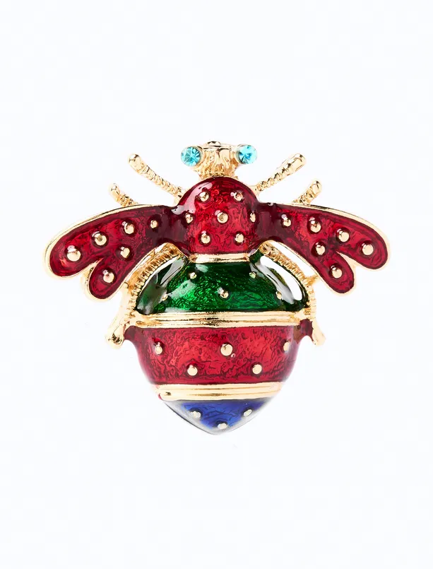 Women Red Bee Figured Colorful Brooch