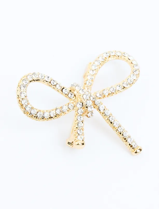 Women Yellow Bowknot Figured Stone Brooch