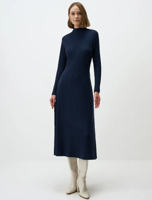royal blue puffy dress Turtleneck Dress 2