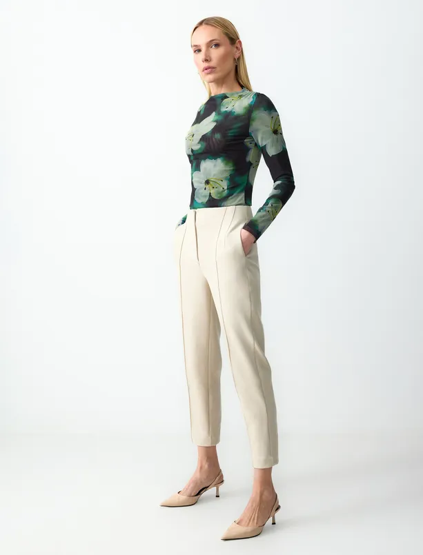 Women Mink High Waist Regular Leg Straight Cut Knitted Pants