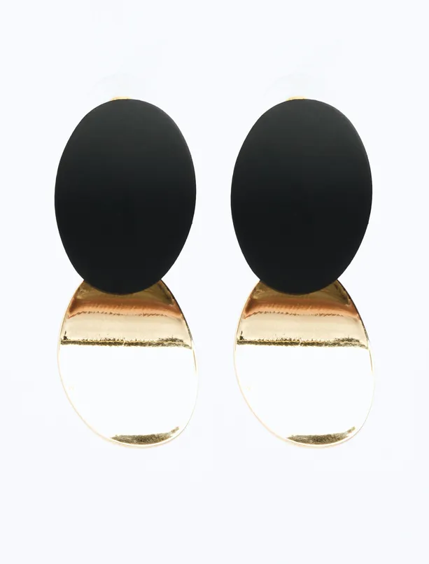 Women Black Geometric Figured Modern Earrings