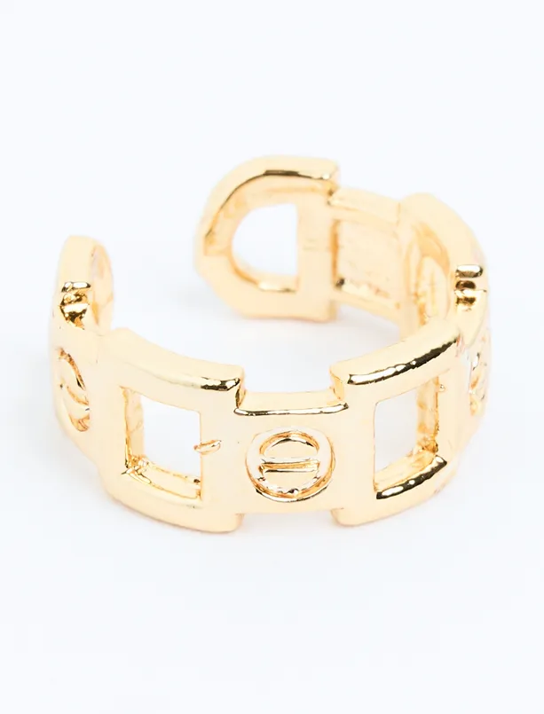 Women Yellow Chain Figured Hoop Earrings