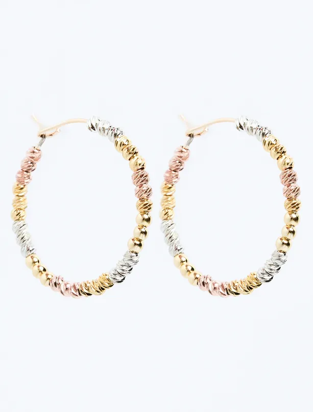 Women Yellow Colorful Beaded Hoop Earrings