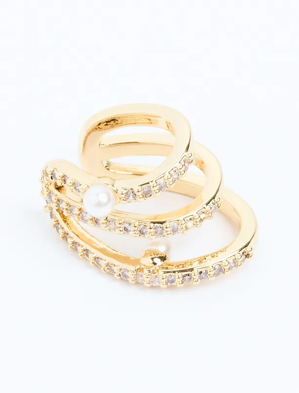 Women Yellow Pearl Detailed Joint Earrings