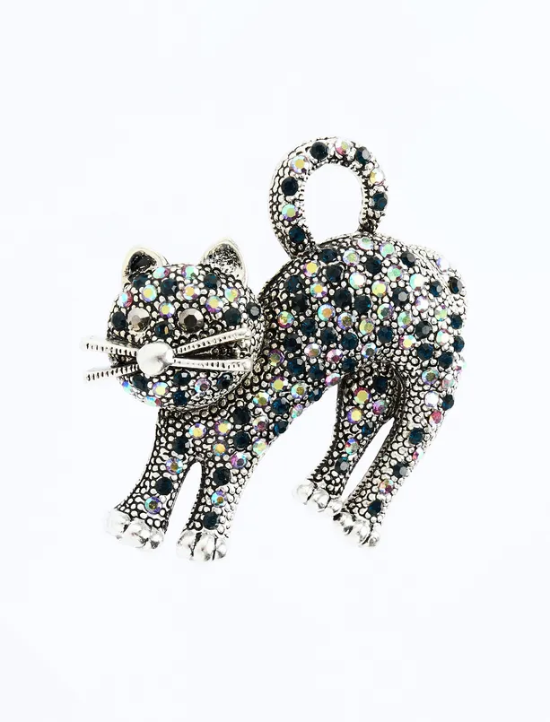Women Grey Cat Figured Brooch