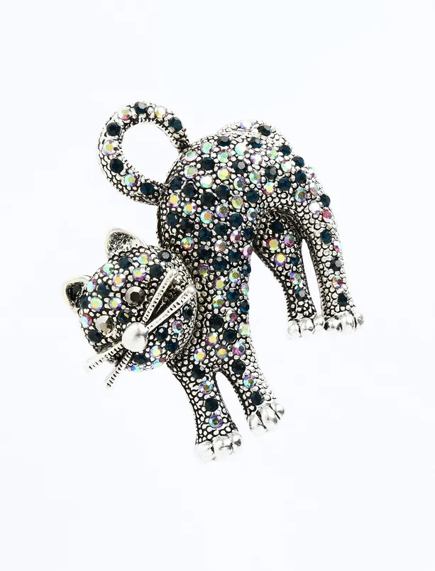 Women Grey Cat Figured Brooch