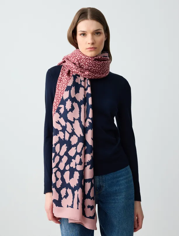 Women Pink Leopard Print Shawl