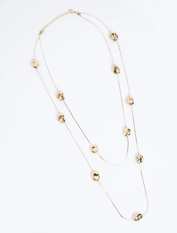 Women Yellow Geometric Figured Double Chain Necklace