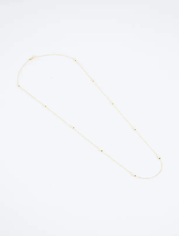 Women Yellow Bar Figured Double Chain Necklace