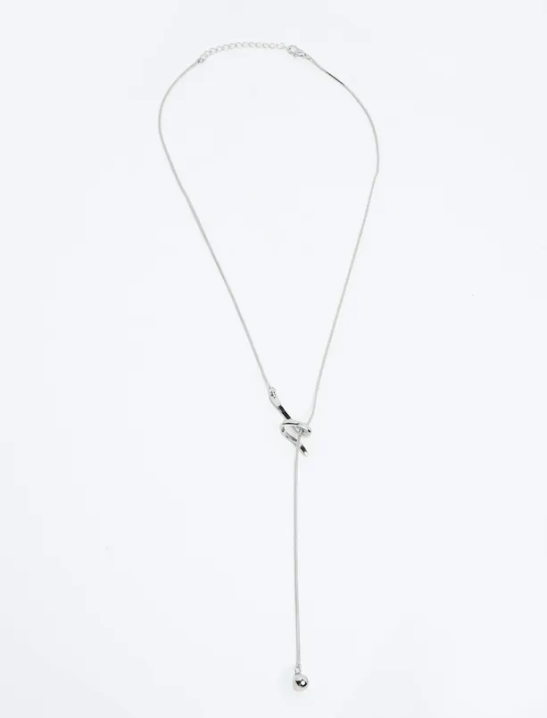 Women Grey Figured Long Necklace