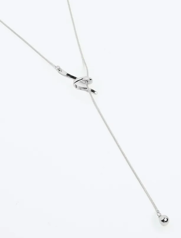 Women Grey Figured Long Necklace