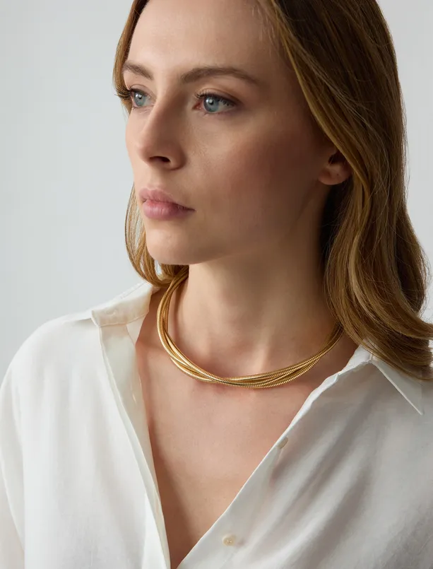 Women Yellow Adjustable Necklace with Multi Chain