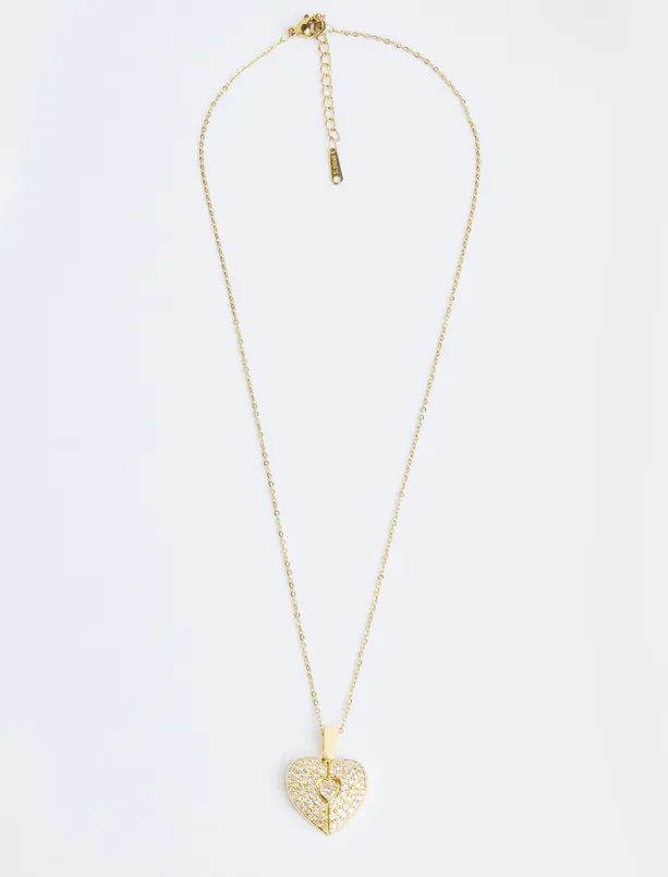 Women Yellow Heart Figured Adjustable Necklace