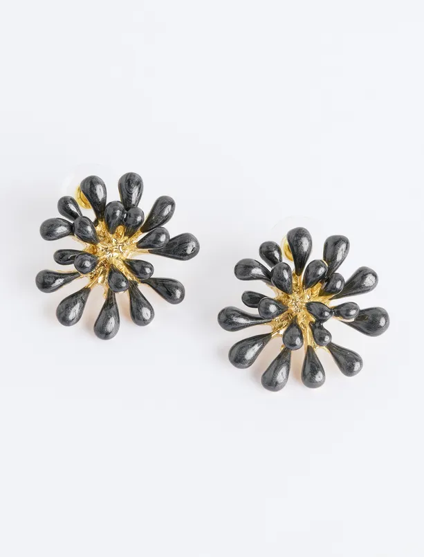 Women Yellow Flower Figured Earrings