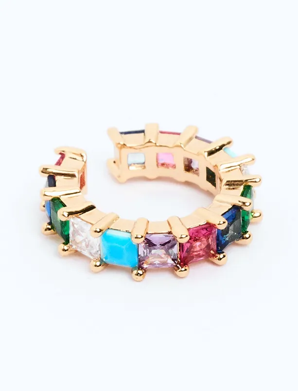 Women Mixed In-Line Shiny Stone Joint Earrings