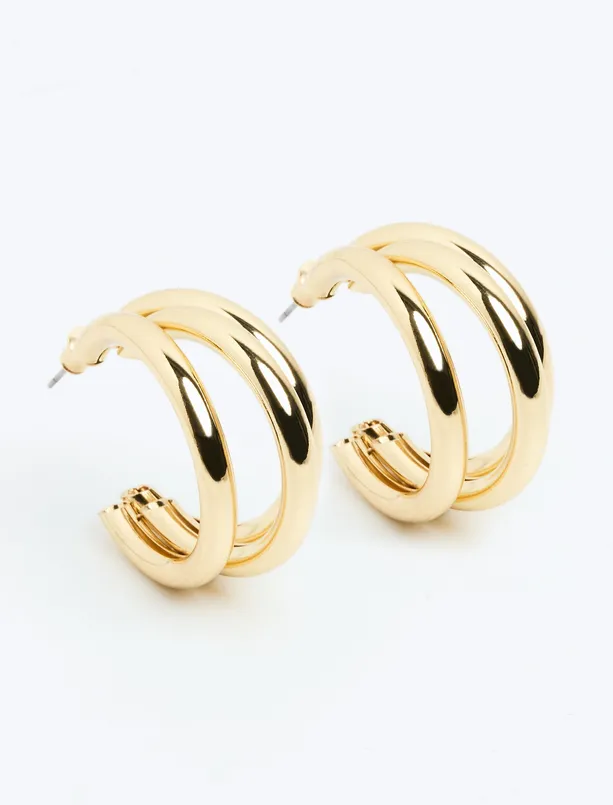 Women Yellow Multiple Ring Figured Earrings