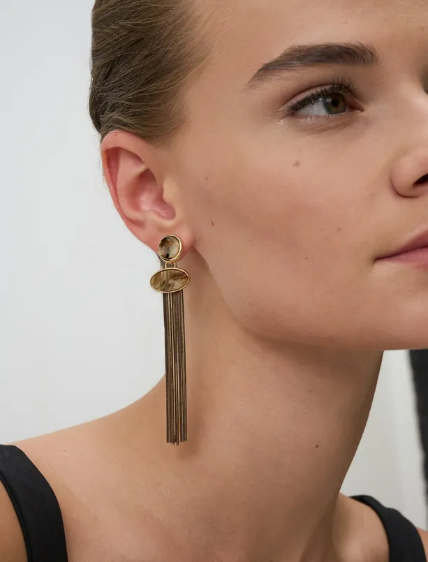Women Mixed Chain Tassel Earrings