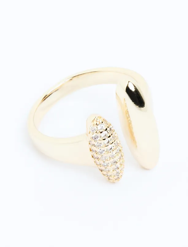Women Yellow Geometric Figured Shiny Stone Ring