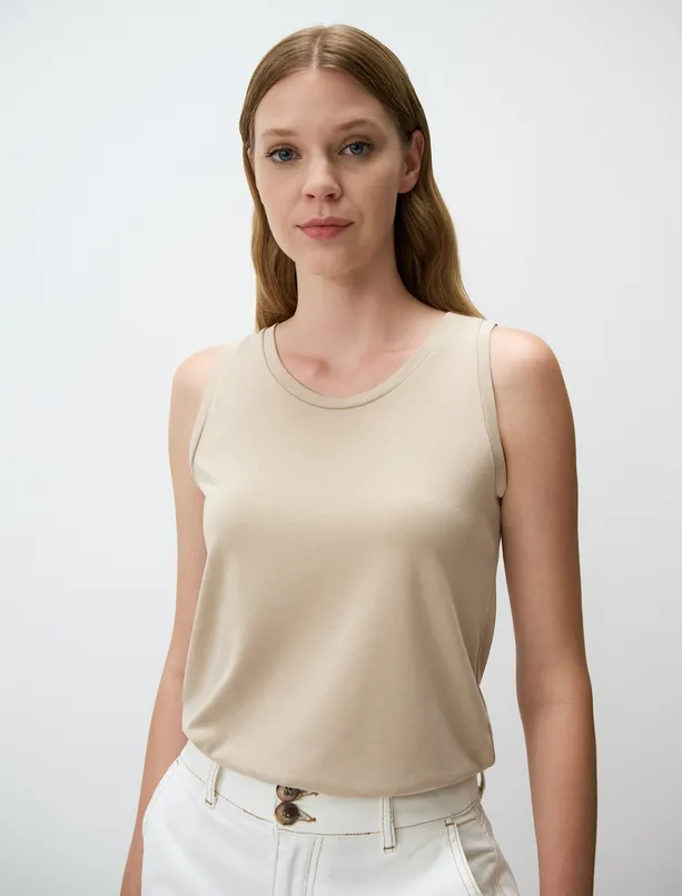 Women Mink Sleeveless U-Neck Basic Knitted Tank Top