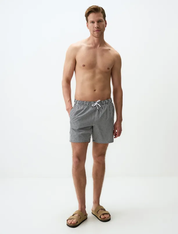 Women Dark Blue Casual Striped Mens Sea Shorts