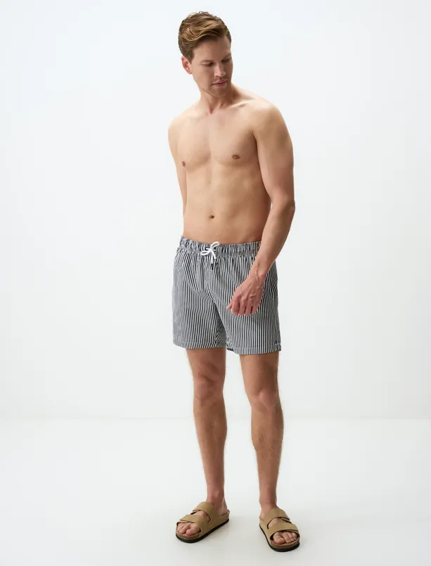 Women Dark Blue Casual Striped Mens Sea Shorts
