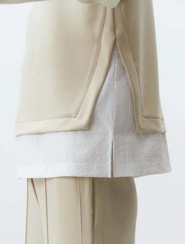 Bayan Bej Uzun Kollu Rahat Basic Sweatshirt