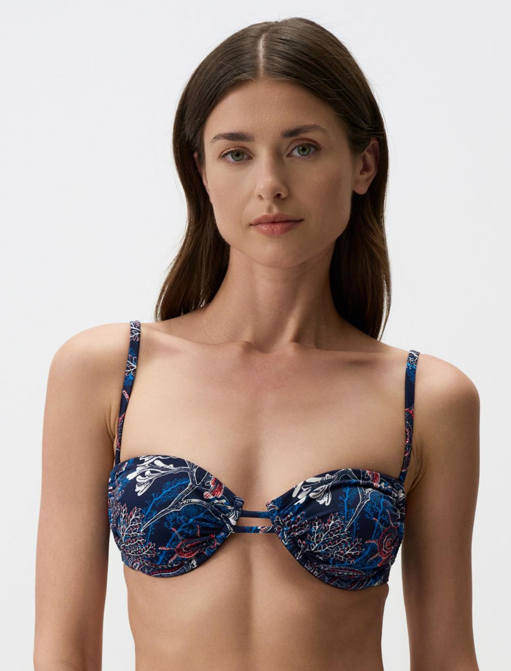 Ayarlanabilir Askılı Çiçek Detaylı Bikini Üst