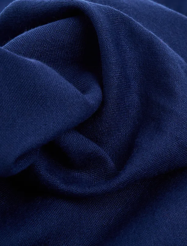 Women Dark Blue Basic Shawl with Tassels