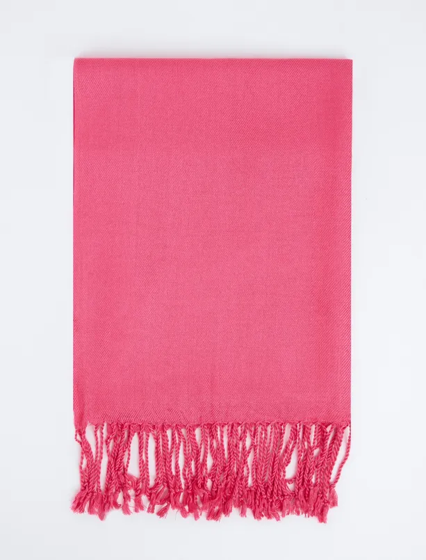 Women Pink Basic Tasseled Shawl